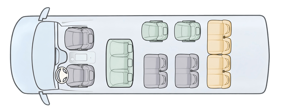 Configuration des sièges — bus 15 places Euro5