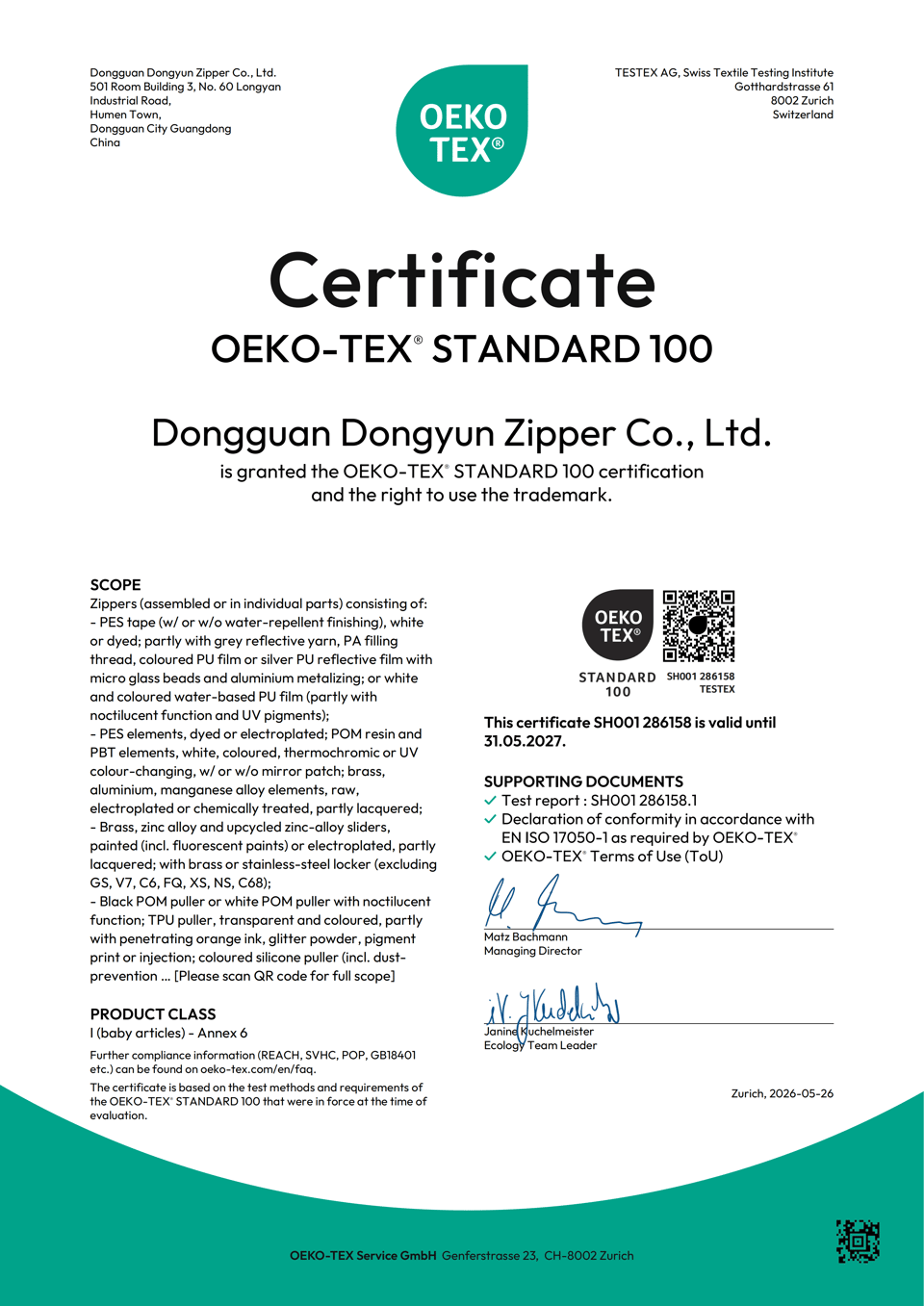 OEKO Certificate