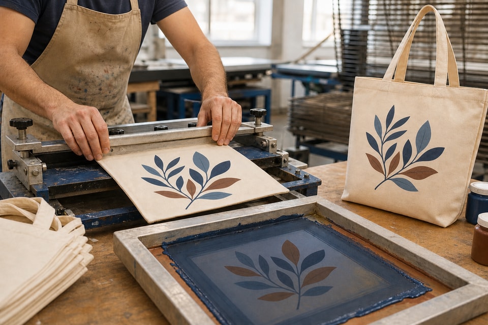 Canvas bag screen printing process