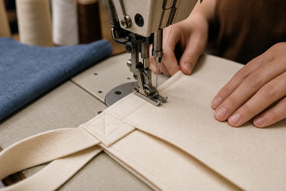 Canvas bag sewing production