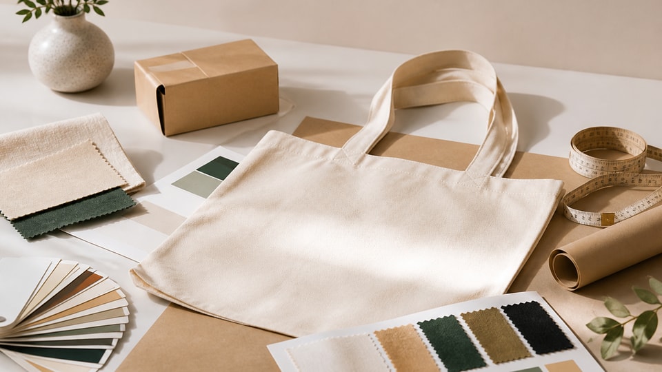 Custom tote bag development workspace