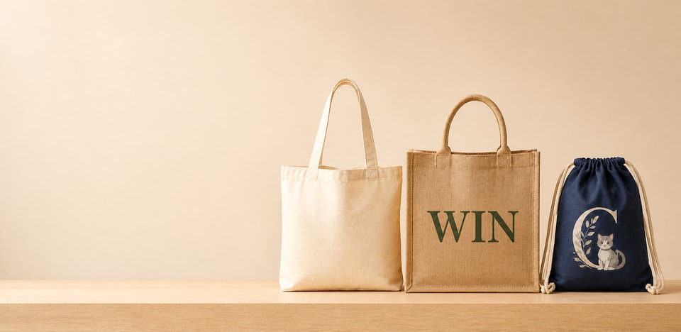Custom canvas, jute and drawstring bags