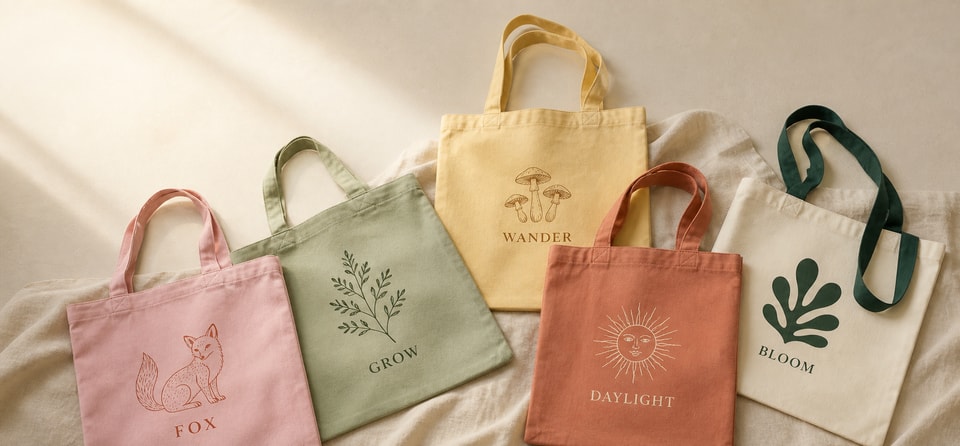 Colorful custom canvas tote bags
