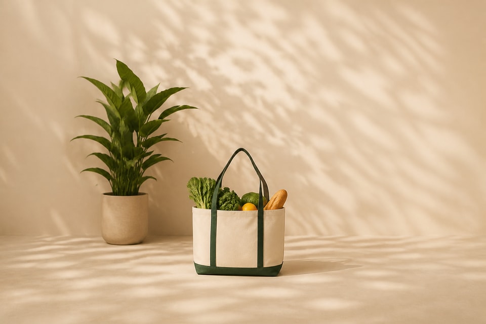 Custom shopping tote bag for retail and supermarket projects