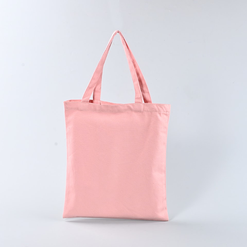 100% Cotton Canvas Pink Tote Bag for Shopping QM-01