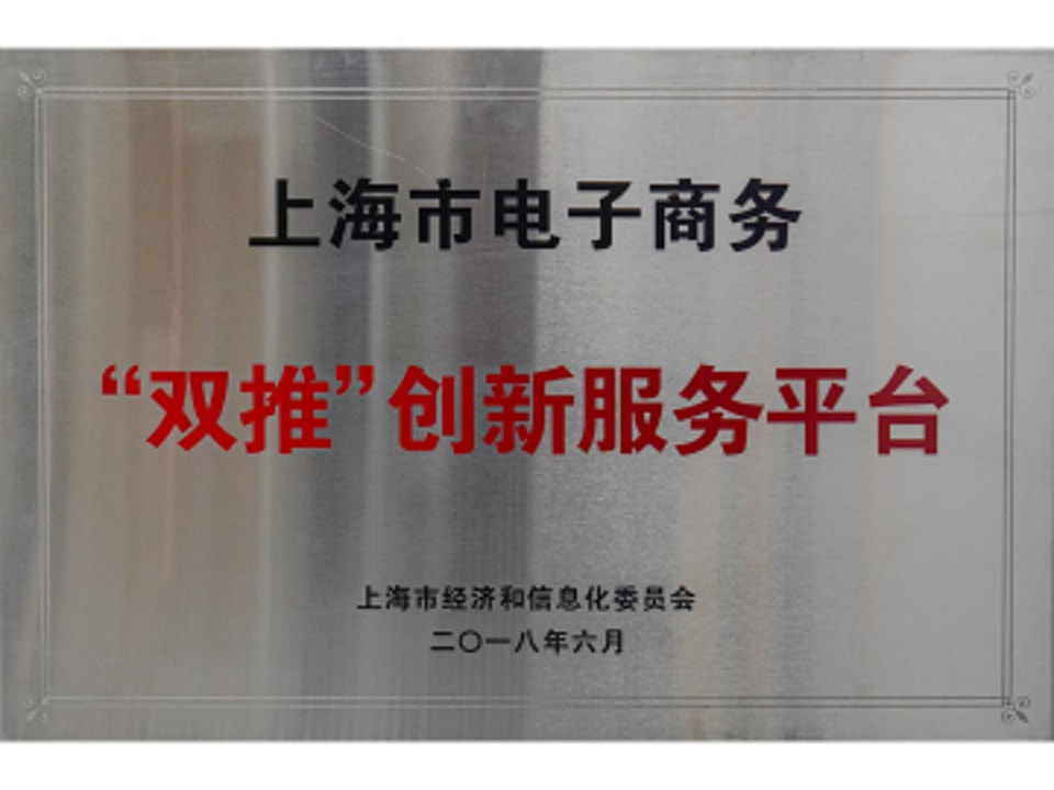 上海经信委电子商务双推创新服务平台荣誉证书