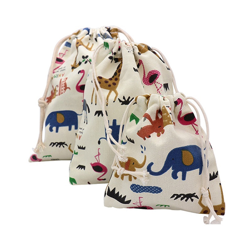 Animals Printing Cosmetic Pouch Gift Cotton Candy Drawstring Bags