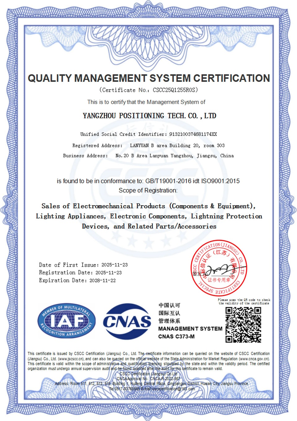 ISO 9001 Certificate