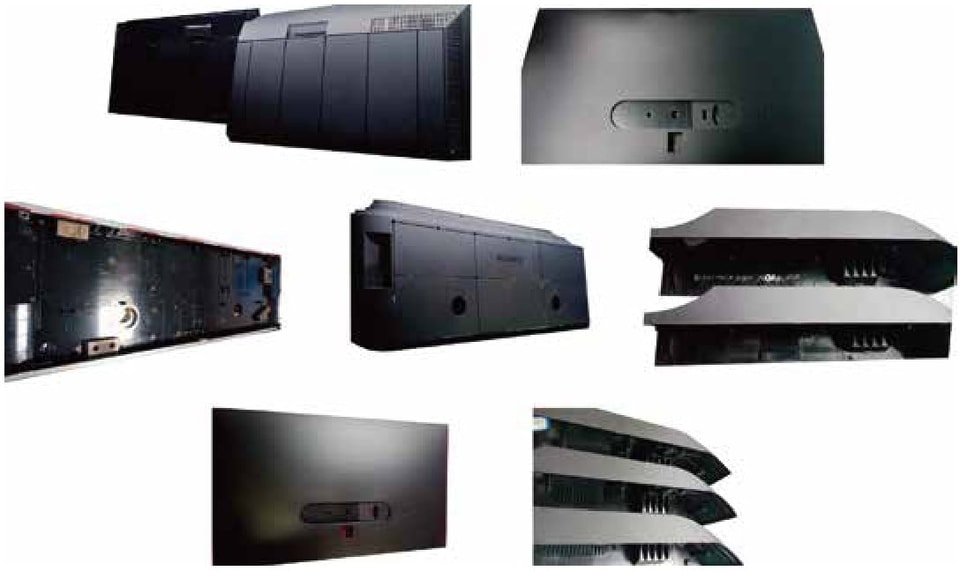 Carcaças de monitores feitas de materiais PCR