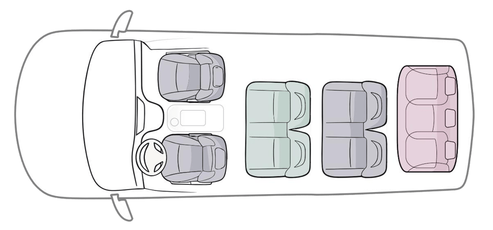 Seating layout — 9 seats · Comfort