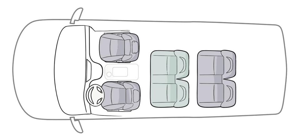 Seating layout — 6 seats · Express