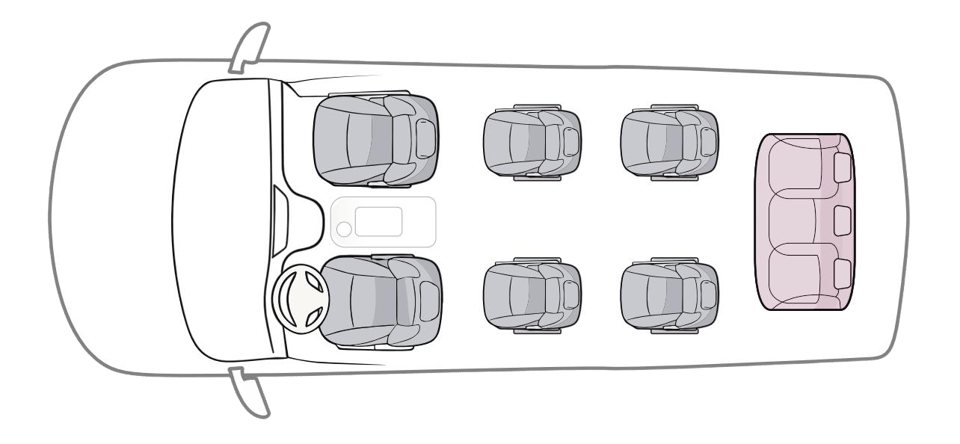 Seating layout — 9 seats · Premium