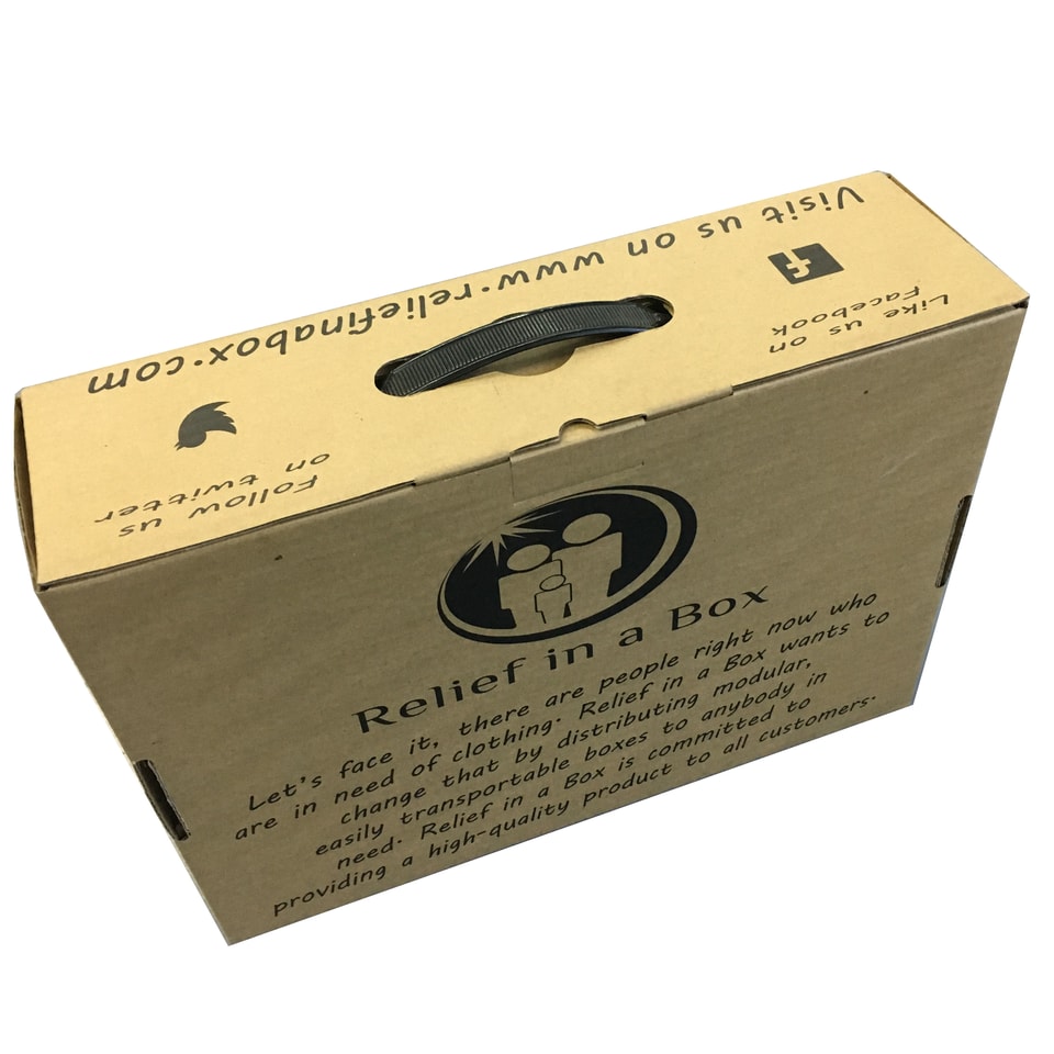 Caja de envío natural con asa de plástico