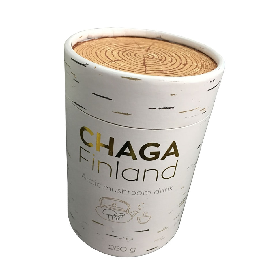 Tubo de cartón para té con logotipo estampado en foil dorado