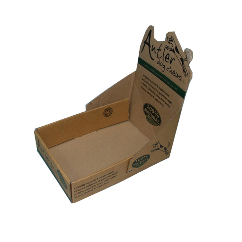 Caja expositora para juguetes de perros