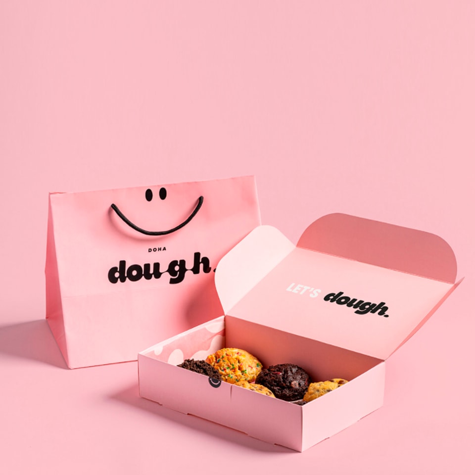 Caja rosa personalizada para donuts, galletas y alimentos
