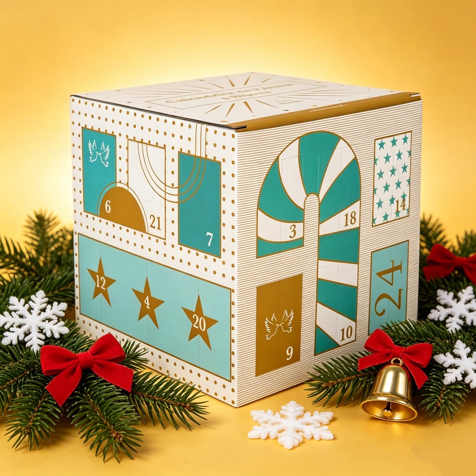 Caja personalizada para calendario de Adviento y embalaje navideño