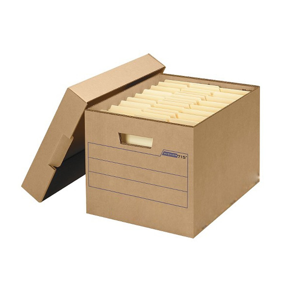 Brown archive box with lid and bottom
