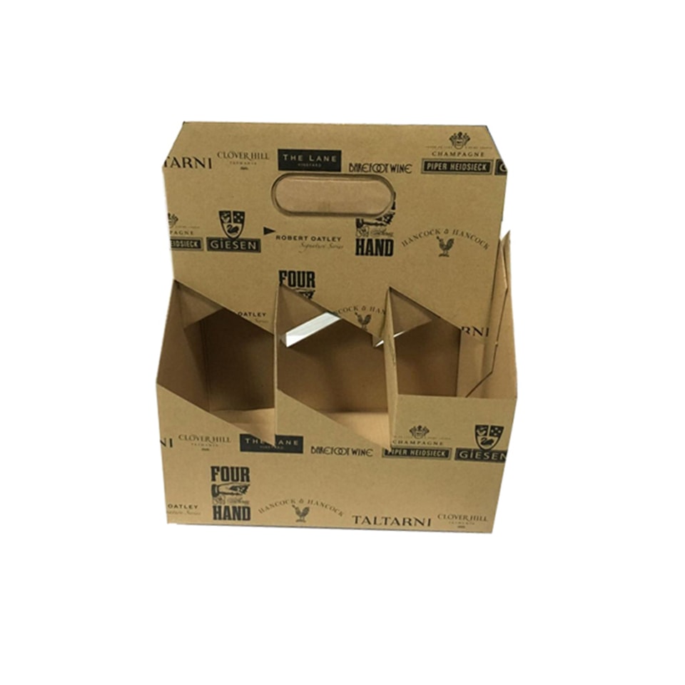 Foldable 6 Pack Wine Kraft Carrier Box