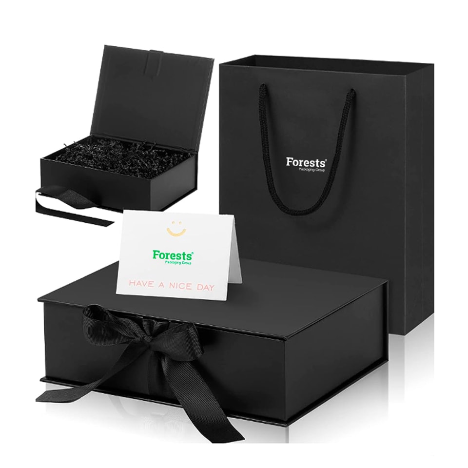 Luxury Black Magnetic Gift Box With Ribbon Bow