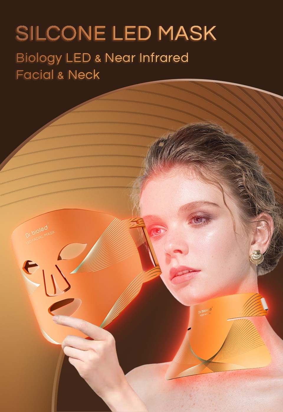 Dr. Bioled Nahinfrarot- und 7-LED-Lichttherapie-LED-Maske für Gesicht und Hals mit professionellem OEM/ODM-Service