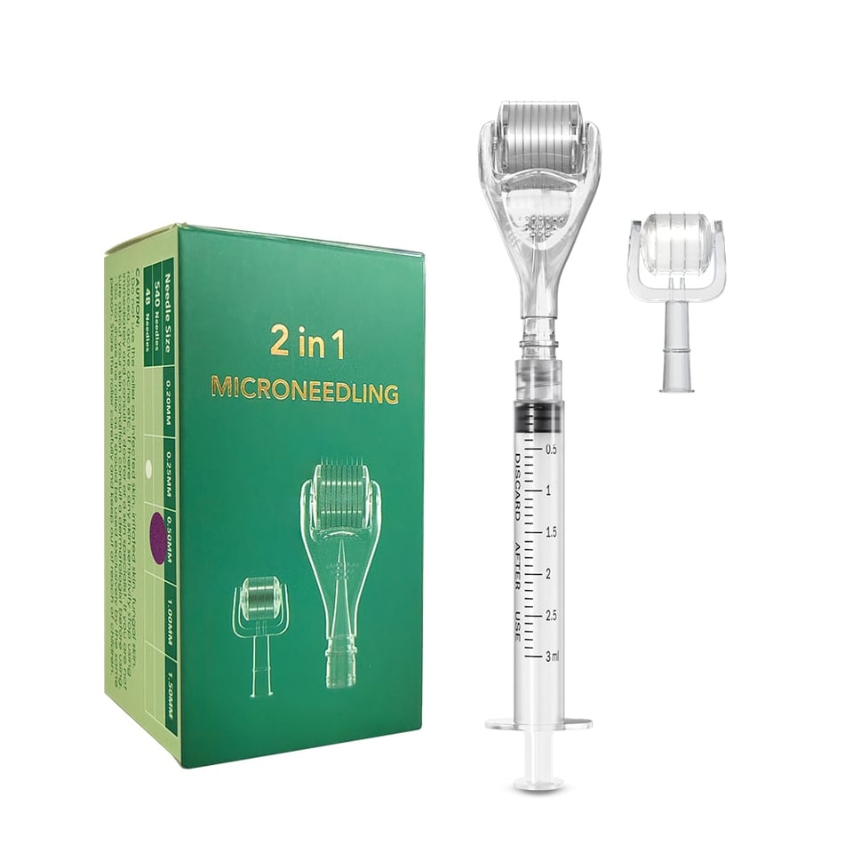NEU: 2-in-1 Microneedling-Dermaroller mit 540 und 48 Nadeln für Gesicht, Augen und Nase