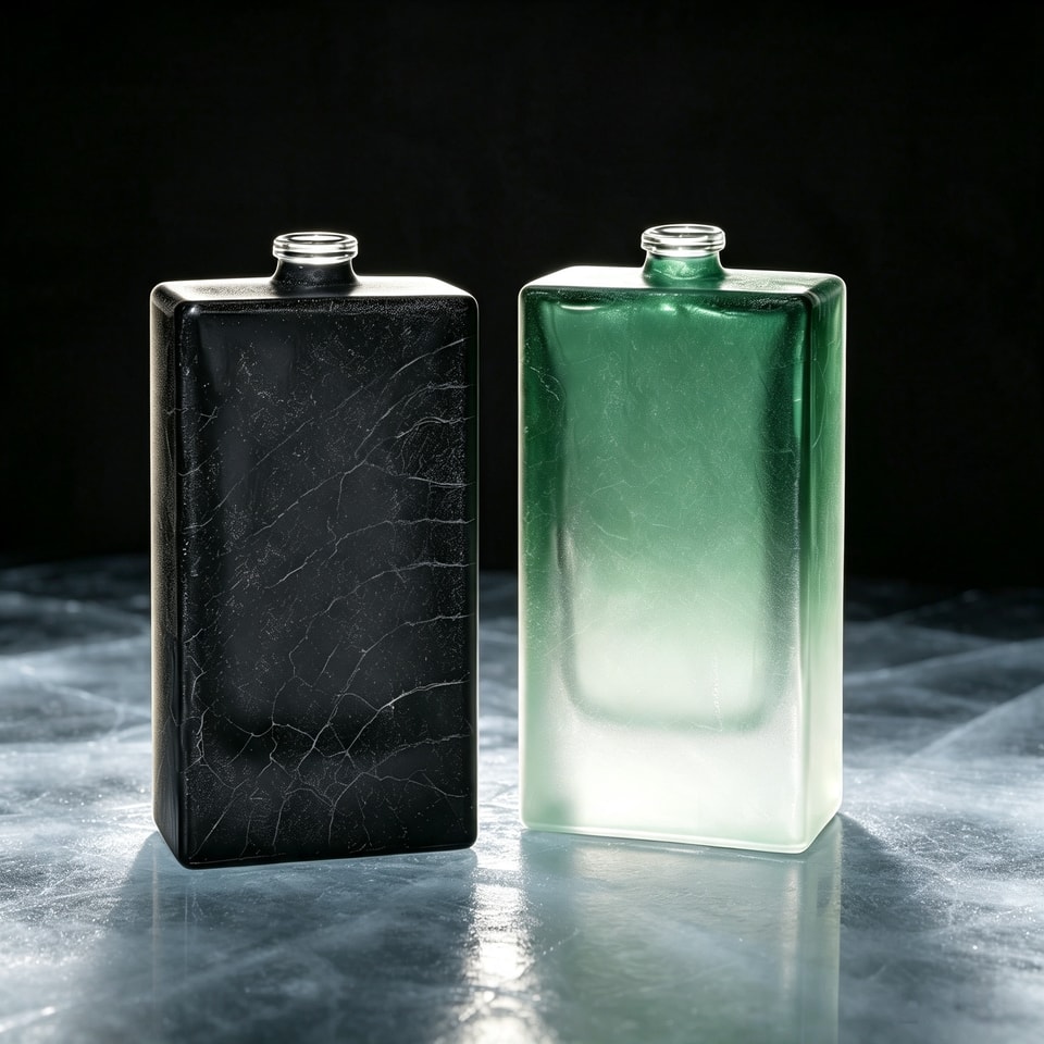 Ice-Crack Finish.png Black and gold perfume packaging with printed logo