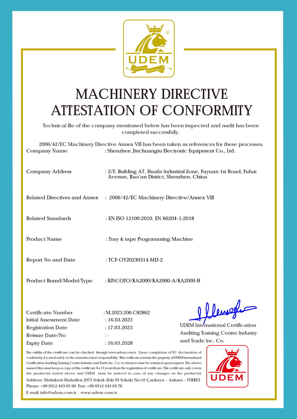 KA2000 product certification