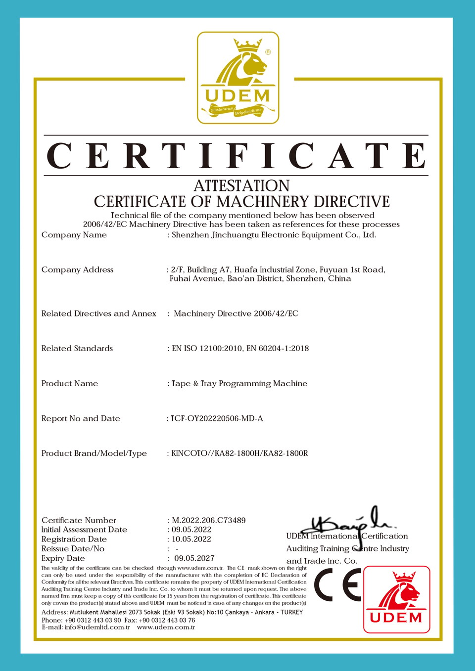 CE certification document 2