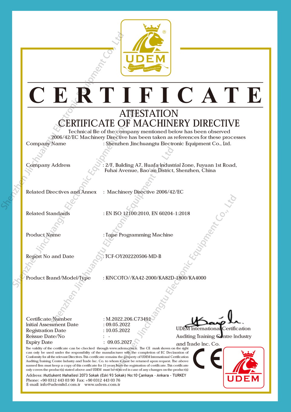KA42-2000 KA800-1800 KA4000 certification