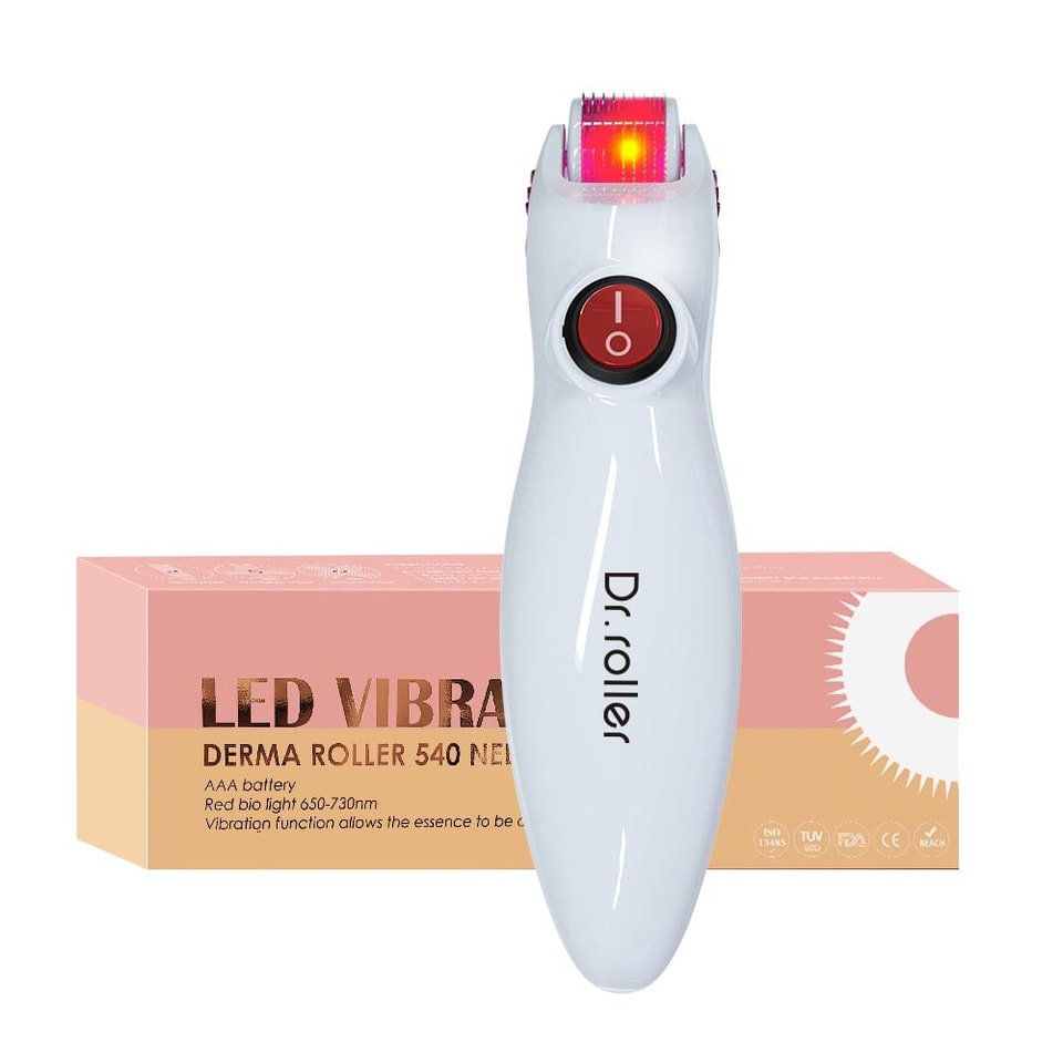Red LED Vibrating Photon 540 600 Needles Microneedling Derma Roller