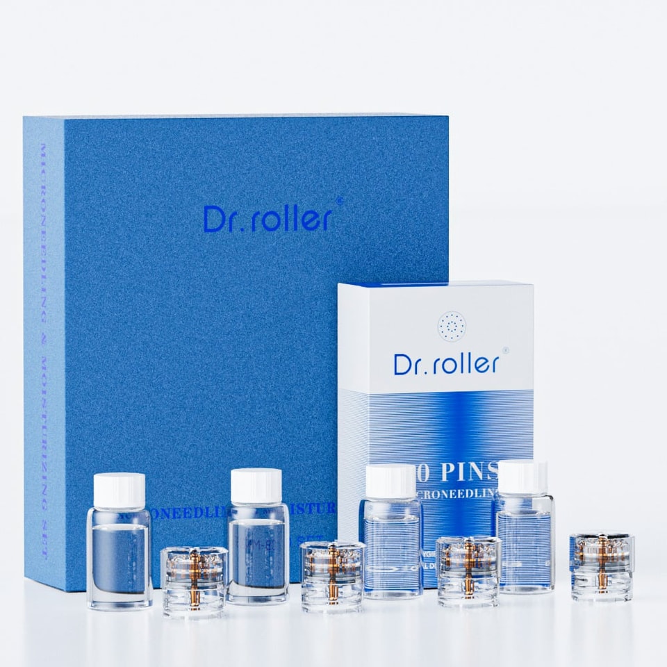 Dr.roller Derma Stamp Hydra Needle 20 Pins Microneedling Hyaluronic Acid Moisturizing Serum SET For Facial