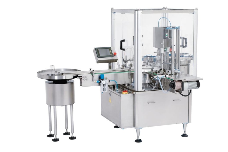 Vial Filling, Half Stoppering and Capping Machine