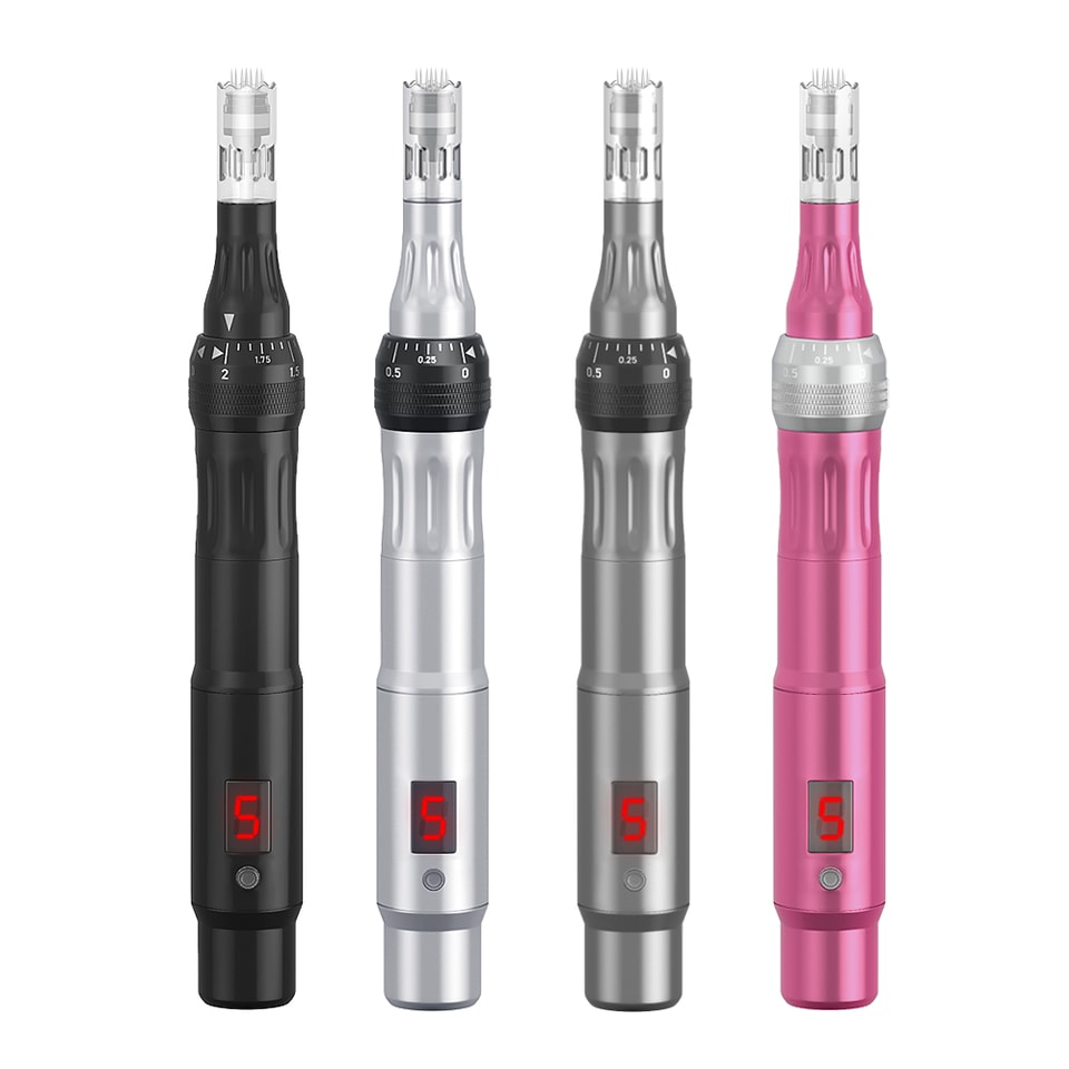 Bút Derma Skin Boosting LCD Microneedling với đầu kim 9 12 24 36 42 Nano 5D Crystal Diamond