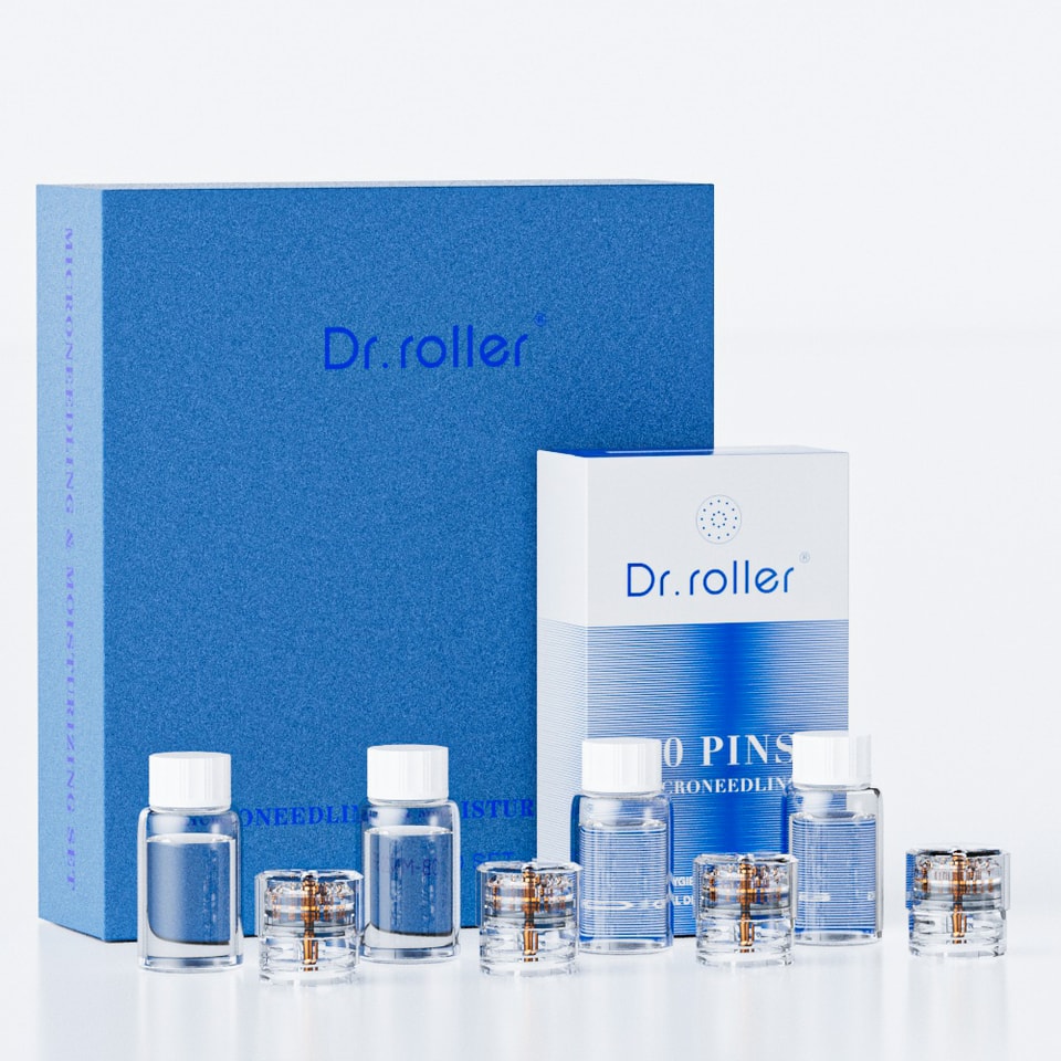 Dr.roller Bộ huyết thanh dưỡng ẩm axit hyaluronic Microneedling Derma Stamp Hydra Needle 20 kim cho mặt
