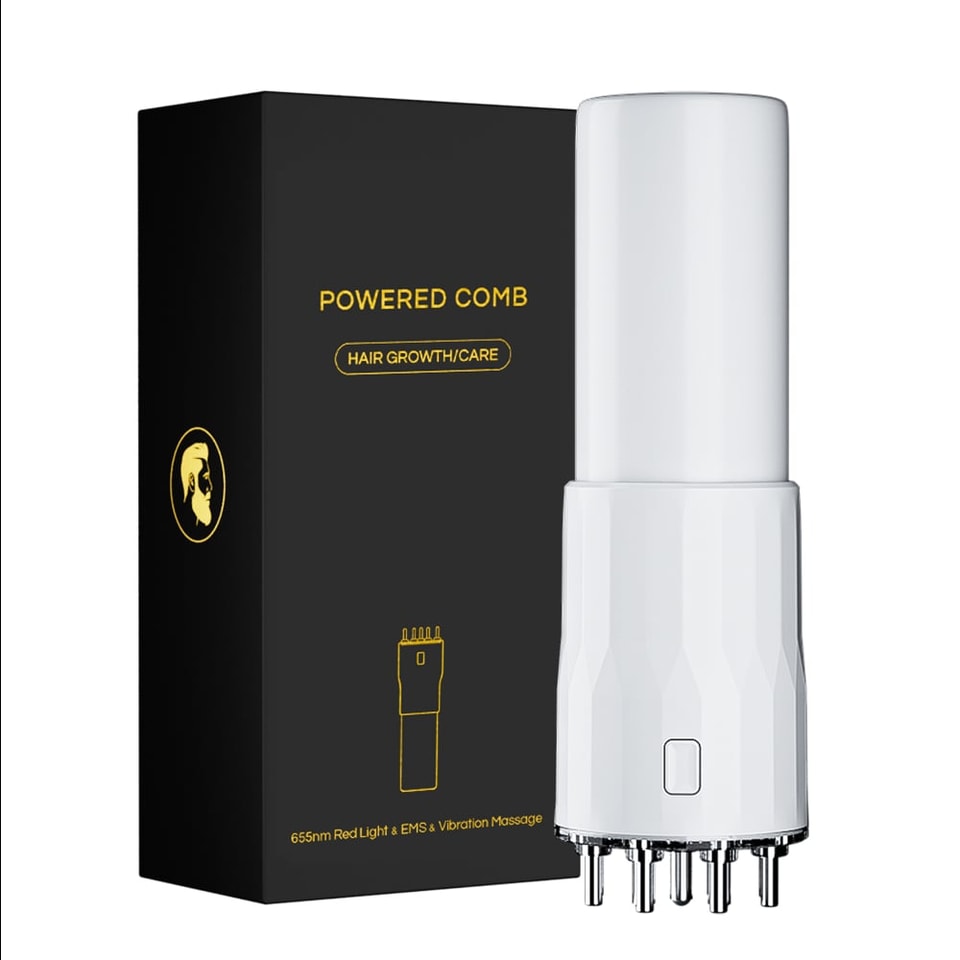 Lược kích thích mọc tóc đèn Bio LED đỏ 655nm với vi dòng EMS và đầu massage da đầu rung