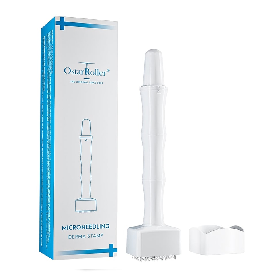 Máy stamp lăn kim Microneedling Derma Stamp bằng thép không gỉ y tế, kim điều chỉnh 140 đầu kim cho da và tóc