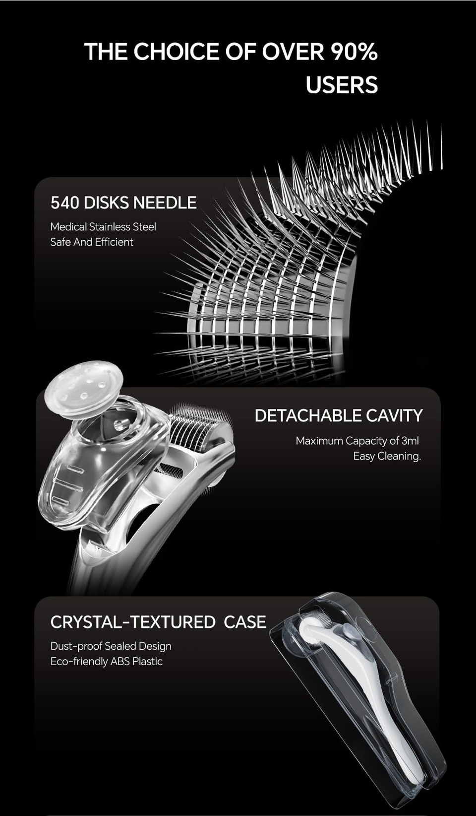 JetRoller Derma Roller Vi Kim Tích Hợp Serum Hyaluronic Acid
