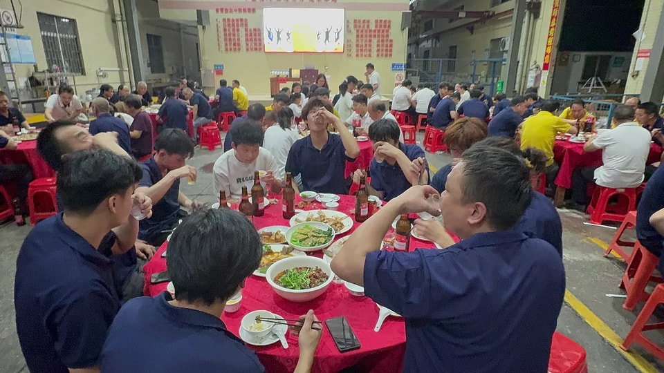 Company banquet in the factory