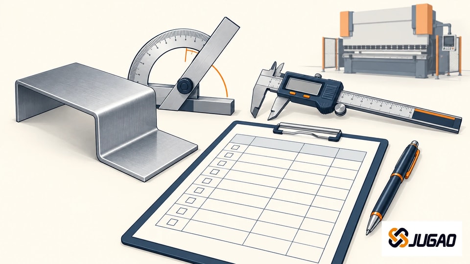 Bent sample, angle gauge, caliper and blank factory acceptance form