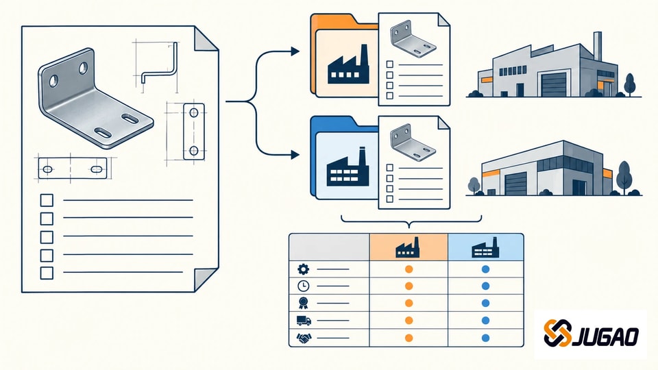 One part drawing and RFQ sent to two suppliers for a common comparison