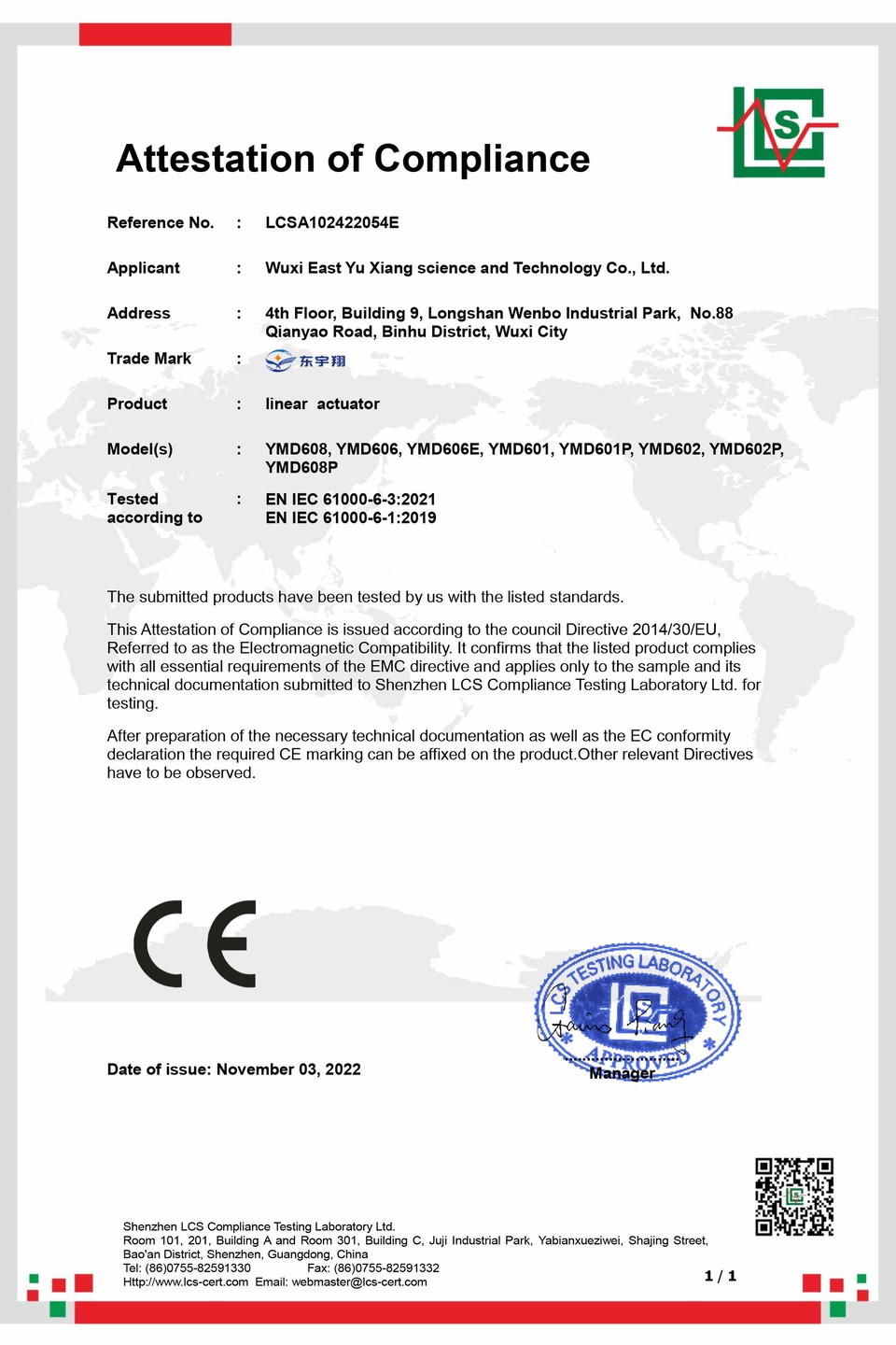 CE certification document
