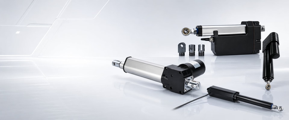 Range of electric linear actuators and mounting attachments