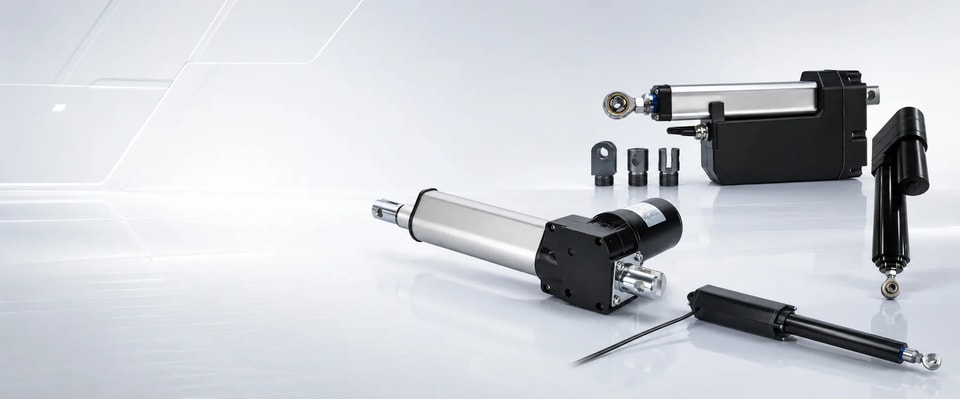 Range of electric linear actuators and mounting attachments