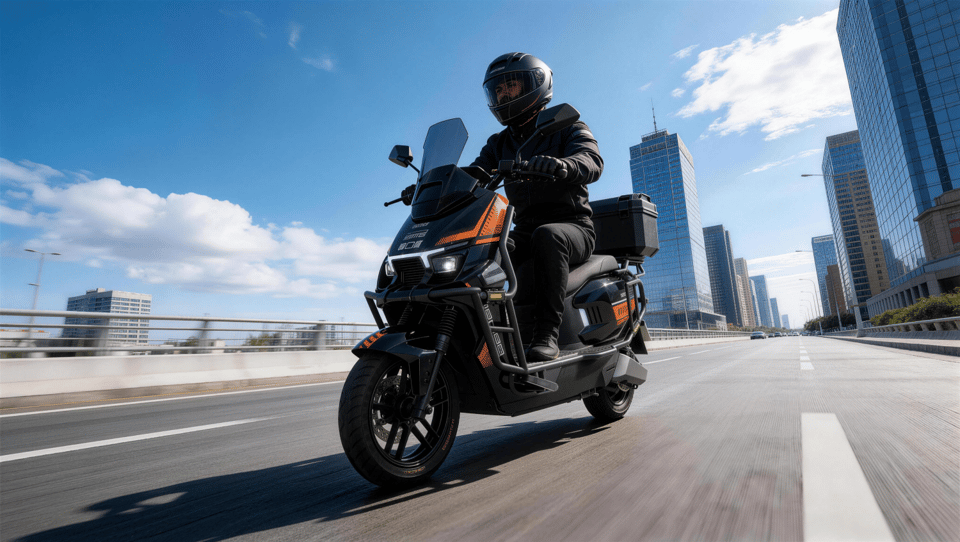 Electric motorcycle riding scene 2