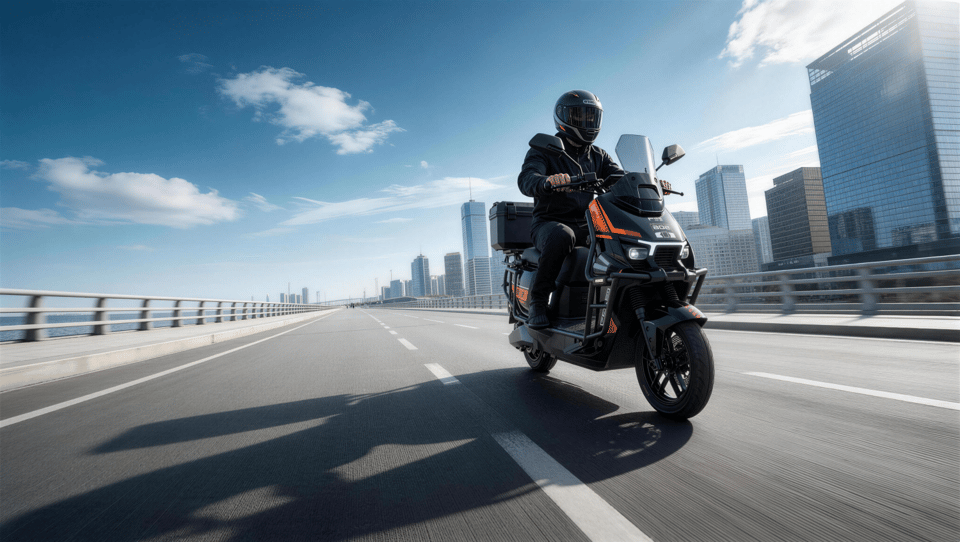 Electric motorcycle riding scene 3