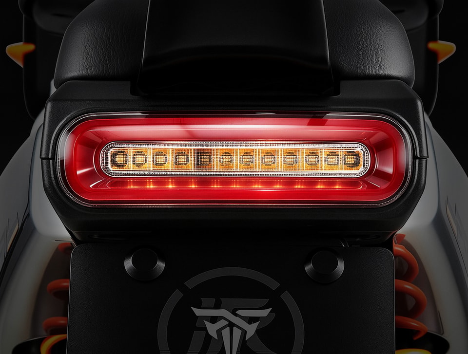 Electric motorcycle signature tail light